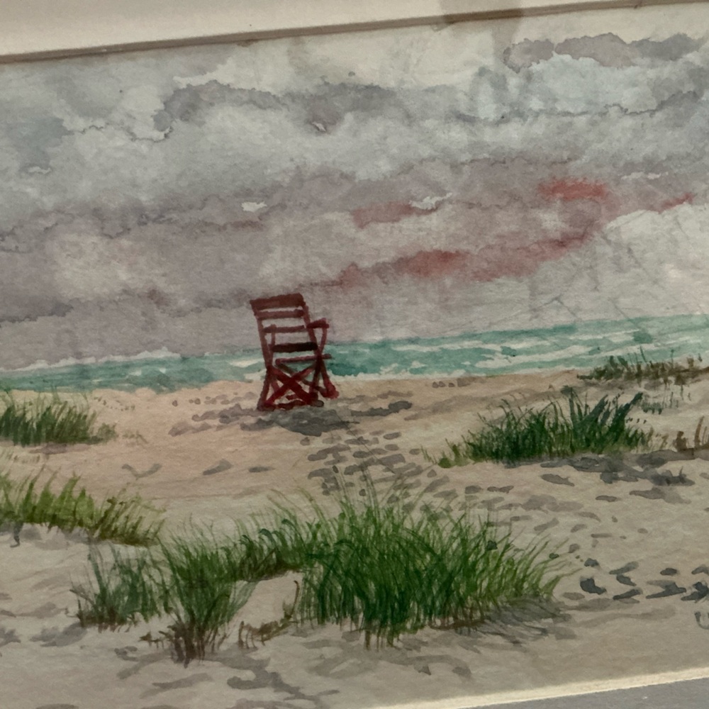 ORIGINAL Coastal Serenity Watercolor painting matted and framed in rustic frame